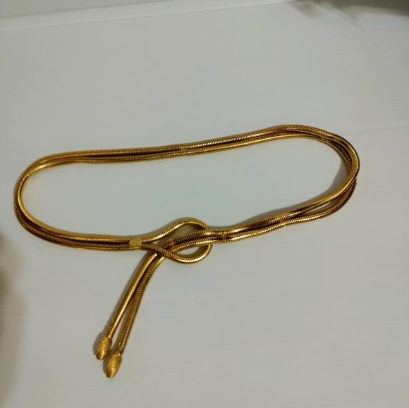 Christian Dior Vintage Gold Metal Tassel Belt Signed main image 11